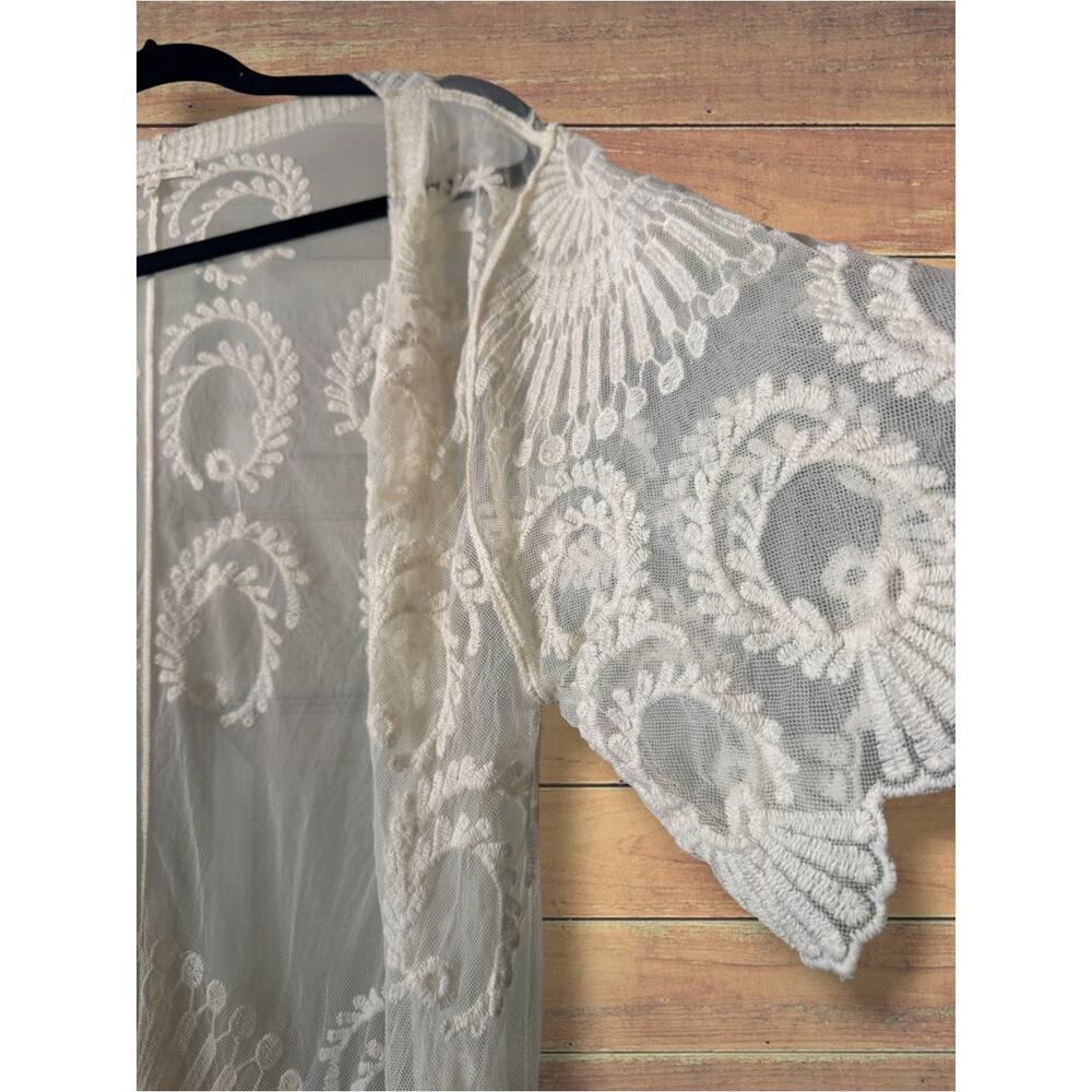 Anthropologie Do Everything in Love embroidered cream white kimono duster, OS - Picture 4 of 8